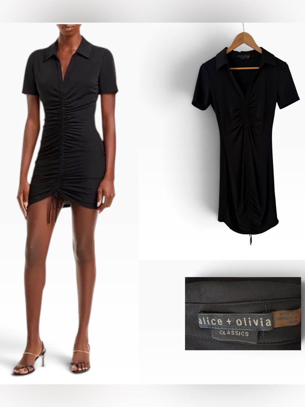 Alice + Olivia Marsha Ruched Front Polo Mini Dress - Size XS